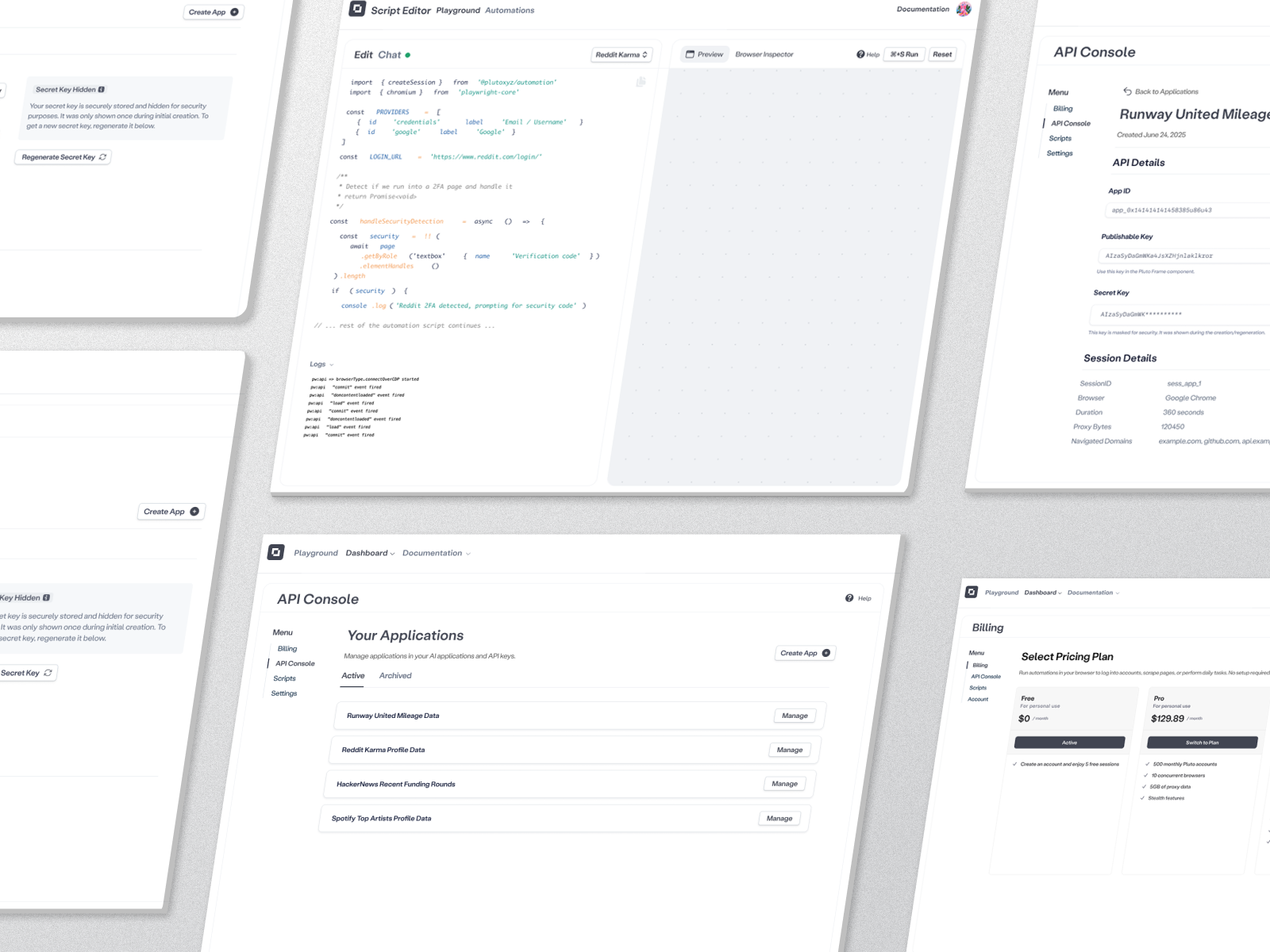 Pluto Dashboard Interface Collage