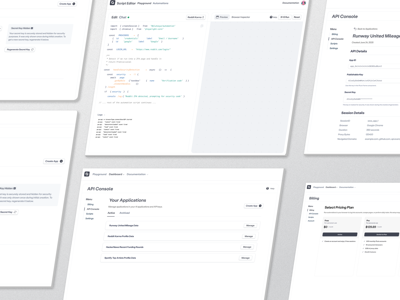 API Console Interface
