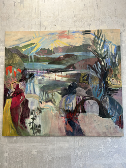 Abstract colorful painting with expressive brushstrokes